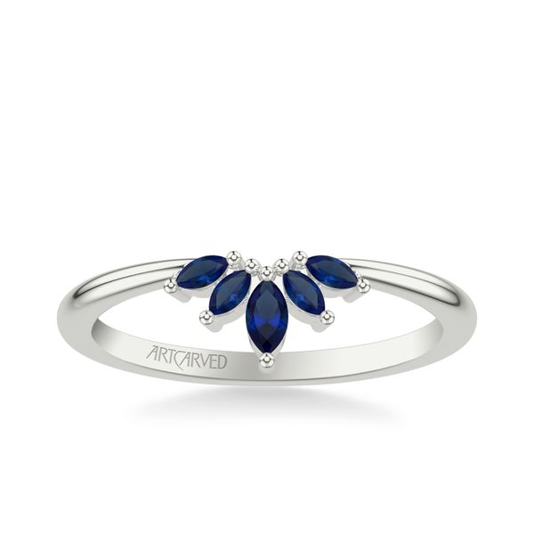 14K WG Chevron Band with Natural Blue Marquise Sapphires Image 2 The Ring Austin Round Rock, TX