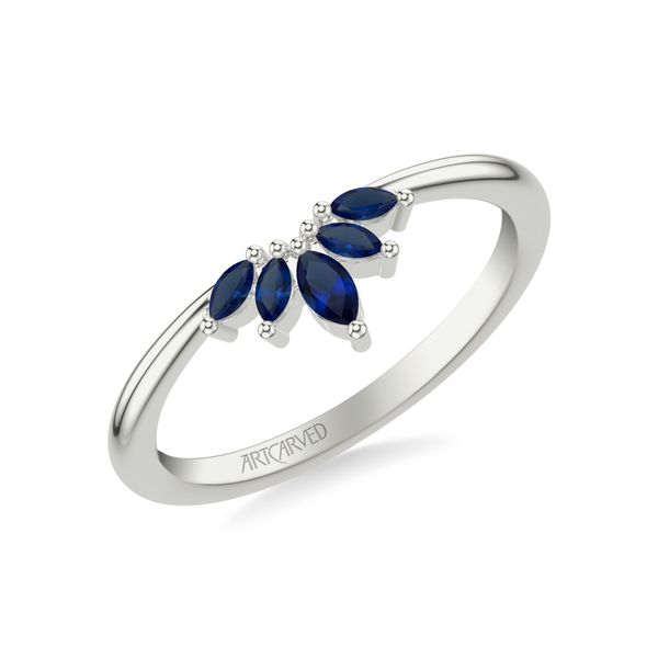 14K WG Chevron Band with Natural Blue Marquise Sapphires The Ring Austin Round Rock, TX