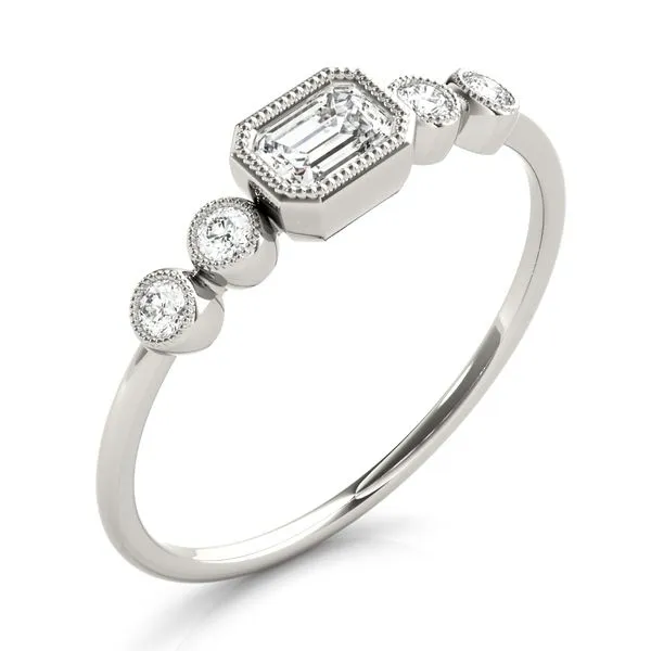 1/2CTW 14K White Gold Five Stone Bezel Set East To West Stackable Ring Image 2 The Ring Austin Round Rock, TX