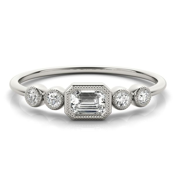 1/2CTW 14K White Gold Five Stone Bezel Set East To West Stackable Ring Image 3 The Ring Austin Round Rock, TX