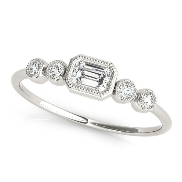 1/2CTW 14K White Gold Five Stone Bezel Set East To West Stackable Ring The Ring Austin Round Rock, TX