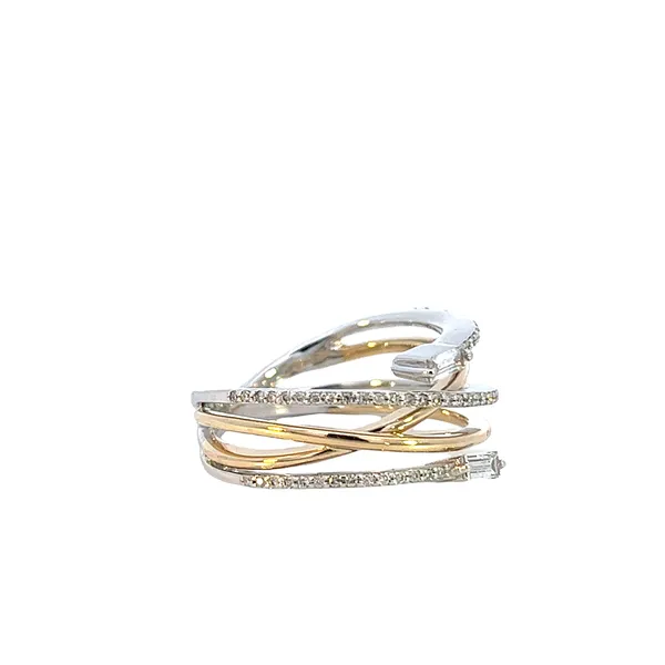 1/3CTW 14K WG/YG Mined Diamond Baguette Crossing Band With YG polished Ring Image 3 The Ring Austin Round Rock, TX