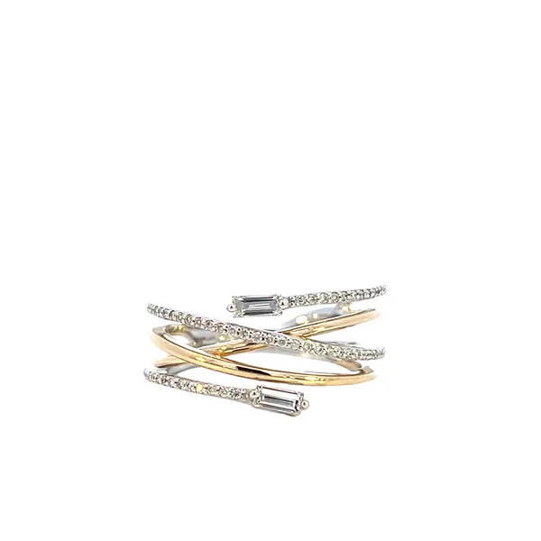 1/3CTW 14K WG/YG Mined Diamond Baguette Crossing Band With YG polished Ring The Ring Austin Round Rock, TX