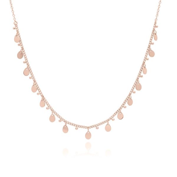 Rose Gold Plated Silver Teardrop Charm Necklace 12-14