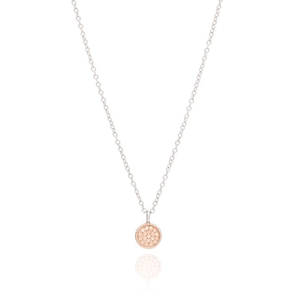 Rose Gold Plated Silver Mini Circle Necklace 16-18