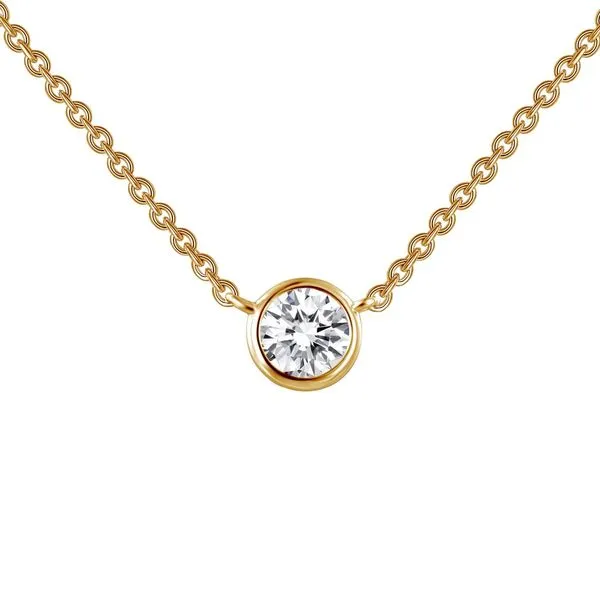 SS Gold Plated bezel-set solitaire necklace 3/8ctw 18