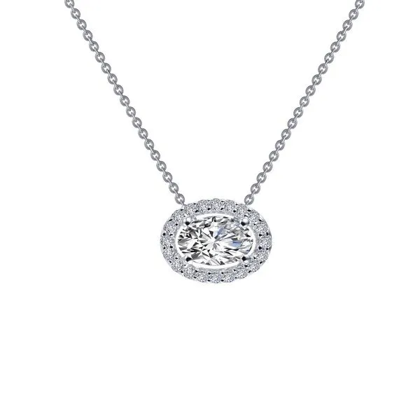 SS bonded with platinum Halo necklace w/ simulated diamonds 5/8ctw 18