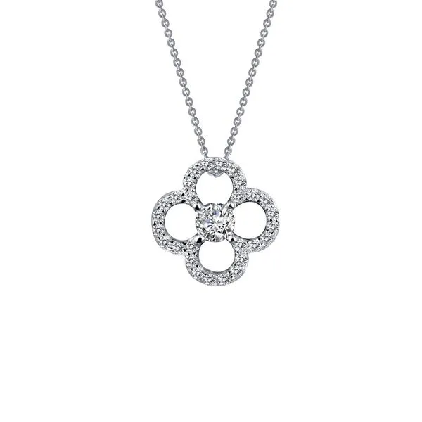 SS bonded with platinum clover necklace w/ simulated diamonds 1/2ctw 18