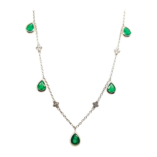 18K WG Natural Bezel Set Pear shape Emerald Necklace The Ring Austin Round Rock, TX