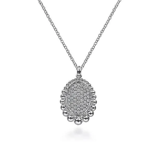 925 Sterling Silver White Sapphire Pave Center and Bujukan Bead Frame Pendant Necklace The Ring Austin Round Rock, TX
