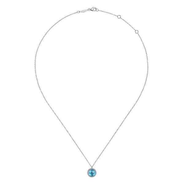 925 Sterling Silver Swiss Blue Topaz Cente Framed Necklace Image 2 The Ring Austin Round Rock, TX