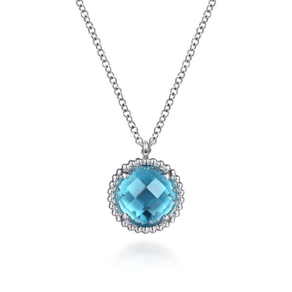 925 Sterling Silver Swiss Blue Topaz Cente Framed Necklace The Ring Austin Round Rock, TX
