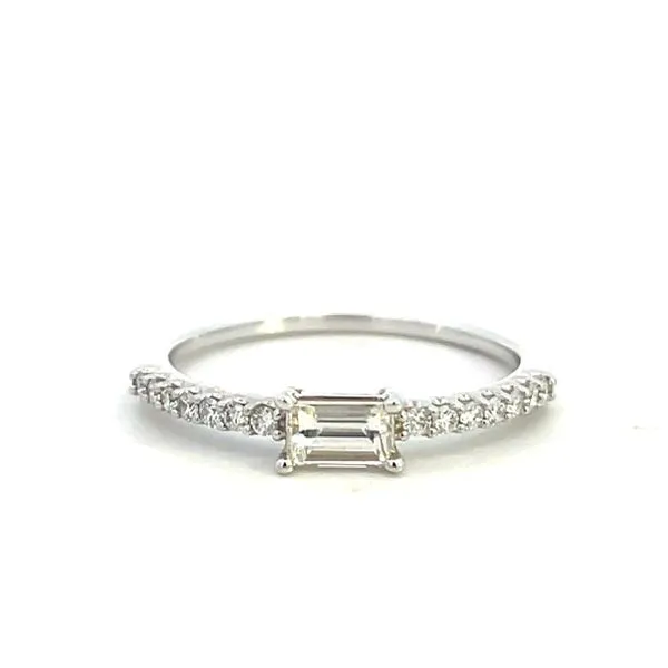 3/8CTW 14K White Gold Natural Diamond Emerald 5x3mm Stack able Band The Ring Austin Round Rock, TX