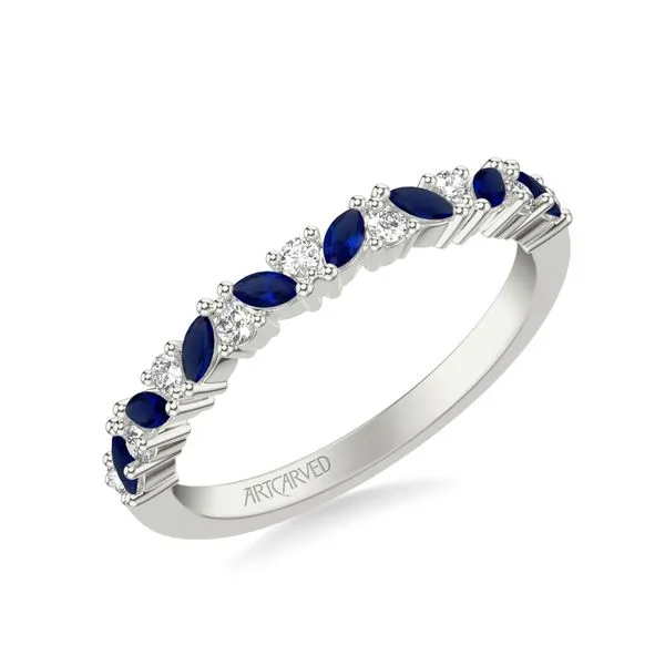 14K WG Natural Blue Sapphire Alternating with Mined diamonds ladies Band The Ring Austin Round Rock, TX