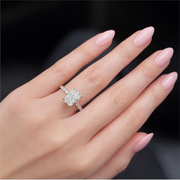 2 3/8 Carat Radiant Lab Grown Diamond Engagement Ring in 14K White Gold with a Shared Prong Style Setting Image 3 The Source Fine Jewelers Greece, NY