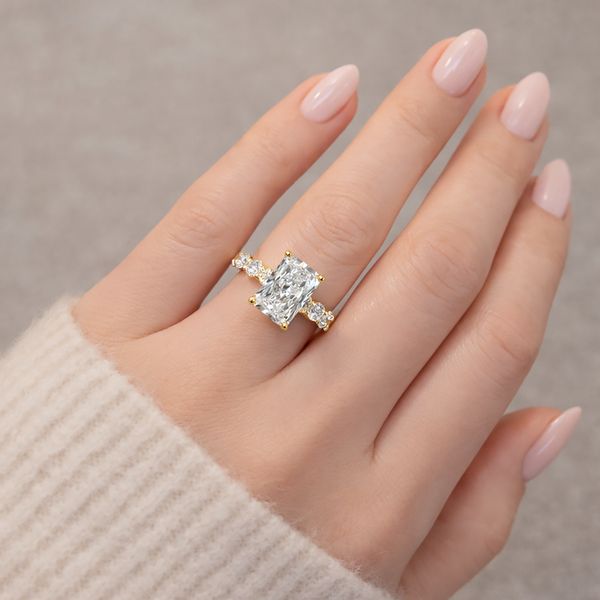 4 Carat Radiant Lab Grown Diamond Engagement Ring in 14K Yellow Gold Setting Image 2 The Source Fine Jewelers Greece, NY