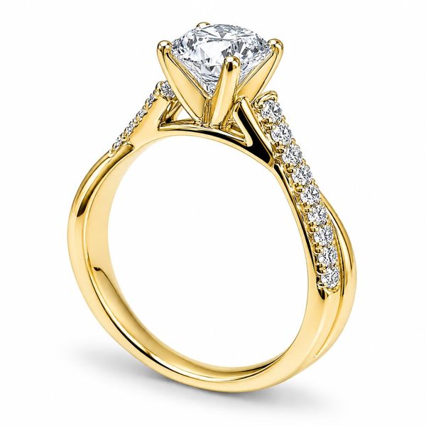 1 Carat Round Lab Grown Diamond Engagement Ring in 14K Yellow Gold with 1/7 Diamond Accents in a Twist Style Setting Image 2 The Source Fine Jewelers Greece, NY