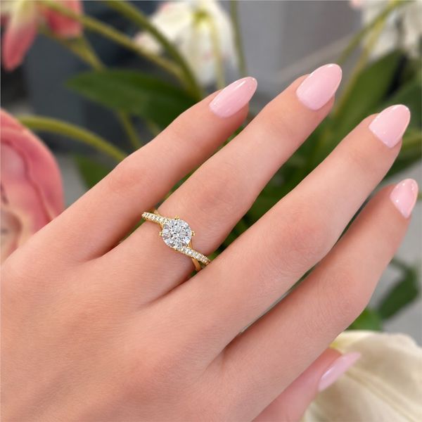 1 Carat Round Lab Grown Diamond Engagement Ring in 14K Yellow Gold with 1/7 Diamond Accents in a Twist Style Setting Image 3 The Source Fine Jewelers Greece, NY