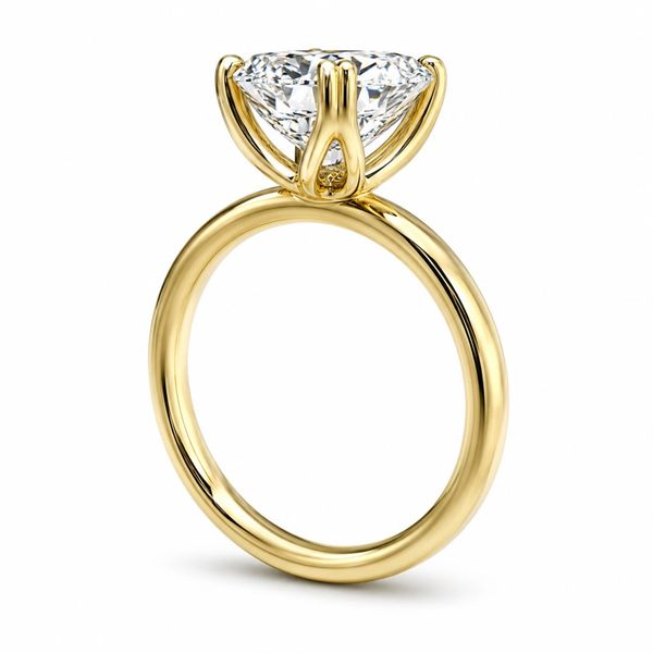 3 Carat Emerald Lab Grown Diamond Solitaire Engagement Ring in 14K Yellow Gold with Tulip Setting Image 2 The Source Fine Jewelers Greece, NY