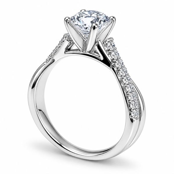 1 Carat Round Lab Grown Diamond Engagement Ring in 14K White Gold with 1/7 Diamond Accents in a Twist Style Setting Image 2 The Source Fine Jewelers Greece, NY