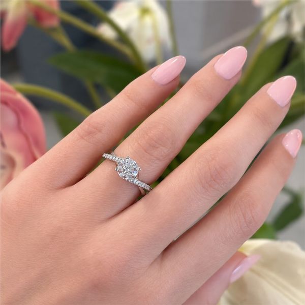 1 Carat Round Lab Grown Diamond Engagement Ring in 14K White Gold with 1/7 Diamond Accents in a Twist Style Setting Image 3 The Source Fine Jewelers Greece, NY