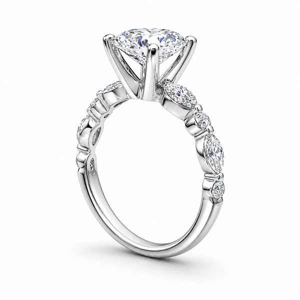 2 Carat Oval Lab Grown Diamond Engagement Ring in 14K White Gold with Marquise & Round Diamond Accents Image 2 The Source Fine Jewelers Greece, NY