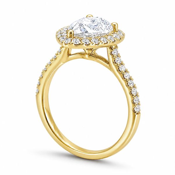 2 Carat Pear Lab Grown Diamond Engagement Ring in 14K Yellow Gold with a Halo Style Setting Image 2 The Source Fine Jewelers Greece, NY