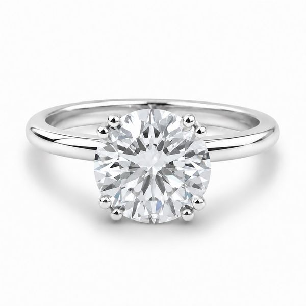 2 Carat Round Lab Grown Diamond Solitaire Engagement Ring in 14K White Gold with Tulip Setting The Source Fine Jewelers Greece, NY