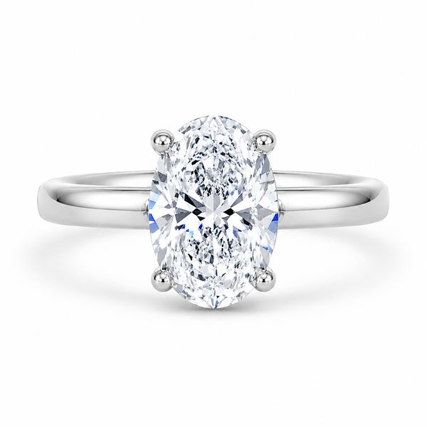 3 Carat Oval Lab Grown Diamond Solitaire Engagement Ring in 14K White Gold with a Hidden Halo The Source Fine Jewelers Greece, NY
