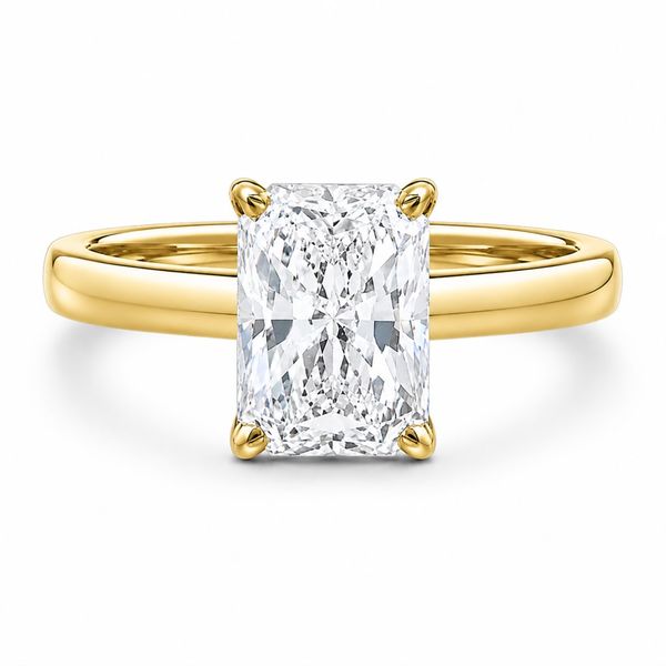 2 Carat Radiant Lab Grown Diamond Solitaire Engagement Ring in 14K Yellow Gold with a Hidden Halo The Source Fine Jewelers Greece, NY