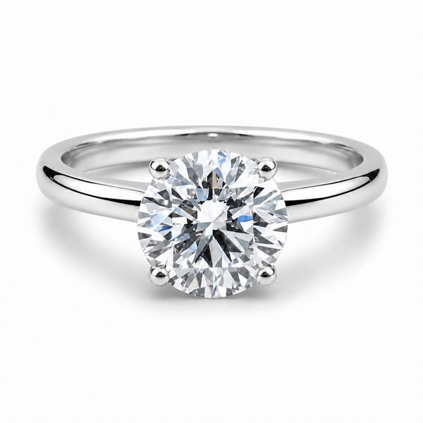 2 Carat Round Lab Grown Diamond Solitaire Engagement Ring in 14K White Gold with a Hidden Halo The Source Fine Jewelers Greece, NY