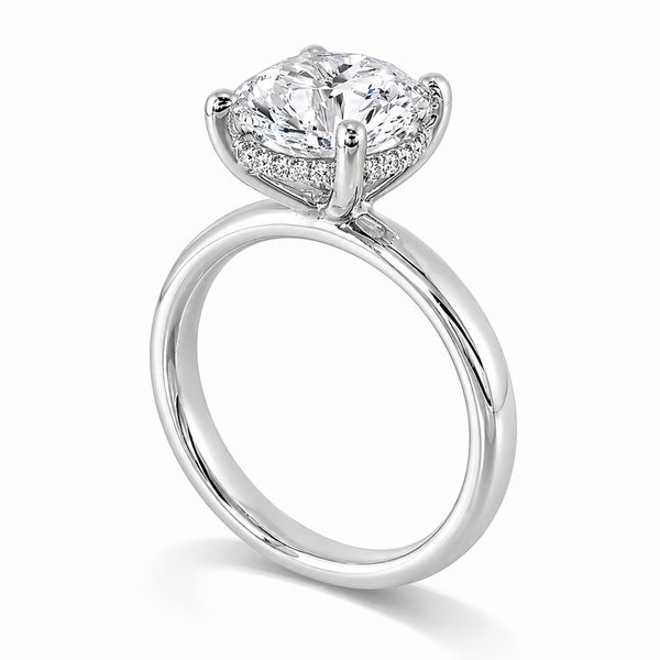 3 Carat Round Lab Grown Diamond Solitaire Engagement Ring in 14K White Gold with a Hidden Halo Image 2 The Source Fine Jewelers Greece, NY