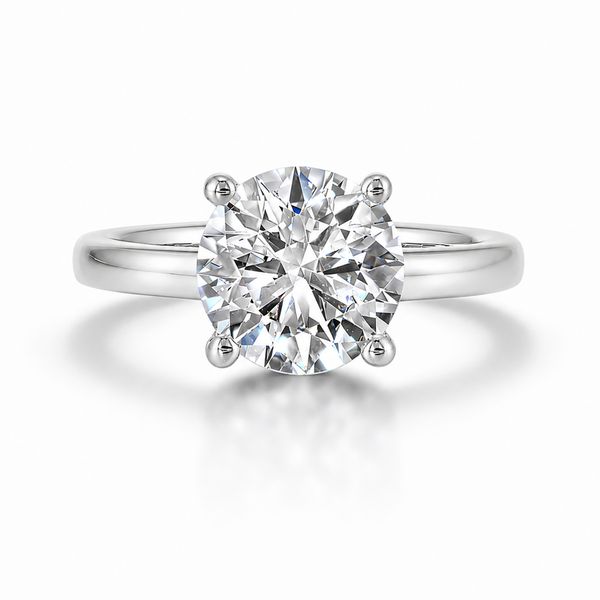 3 Carat Round Lab Grown Diamond Solitaire Engagement Ring in 14K White Gold with a Hidden Halo The Source Fine Jewelers Greece, NY