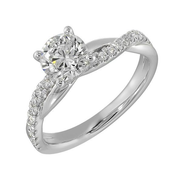 1 Carat Round Lab Grown Diamond Engagement Ring in a 10K White Gold Twist Style Setting with 20 Round Lab Grown Diamonds Totaling 3/8 Carats Image 2 The Source Fine Jewelers Greece, NY
