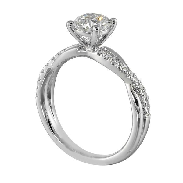 1 Carat Round Lab Grown Diamond Engagement Ring in a 10K White Gold Twist Style Setting with 20 Round Lab Grown Diamonds Totaling 3/8 Carats Image 3 The Source Fine Jewelers Greece, NY