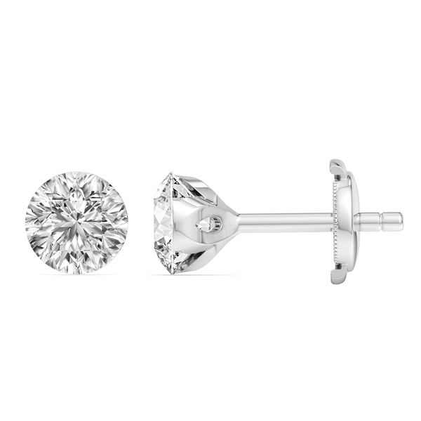 Bare Brilliance 1 Carat 14K White Gold Prong-Free Style Lab Grown Diamond Stud Earrings