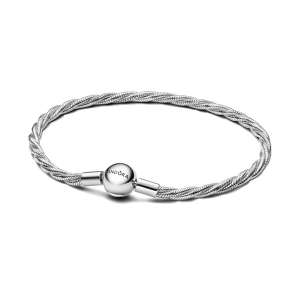 7.9" Pandora Sterling Silver Round Pandora Clasp Twisted Snake Chain Bracelet The Source Fine Jewelers Greece, NY