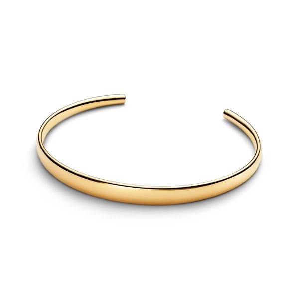 Pandora 14K Yellow Gold Plated Engraveable Open Bangle Featuring Round Cubic Zirconia The Source Fine Jewelers Greece, NY