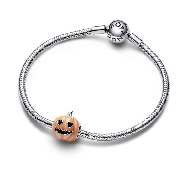 Pandora Sterling Silver Glow-in-the-dark Spooky Pumpkin Charm Image 3 The Source Fine Jewelers Greece, NY