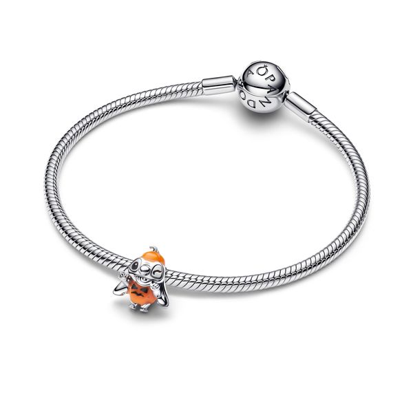 Pandora DISNEY Sterling Silver Stitch Halloween Pumpkin Charm Image 3 The Source Fine Jewelers Greece, NY