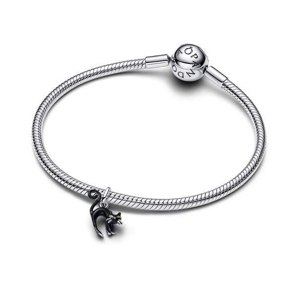Pandora Sterling Silver Black Cat Dangle Charm Image 3 The Source Fine Jewelers Greece, NY