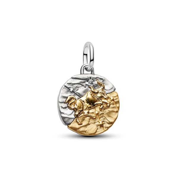 Pandora 14K Yellow Gold Plated & Sterling Silver Taurus Zodiac Medallion Charm The Source Fine Jewelers Greece, NY