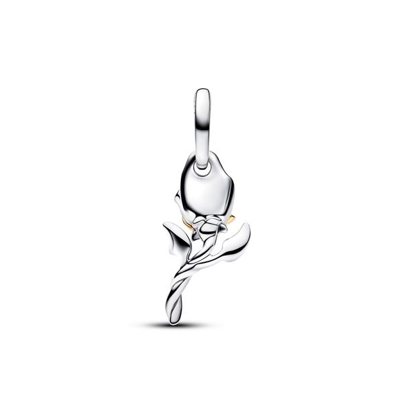 Pandora DISNEY 14K Yellow Gold Plated & Sterling Silver Belle Enchanted Rose Dangle Charm Image 2 The Source Fine Jewelers Greece, NY