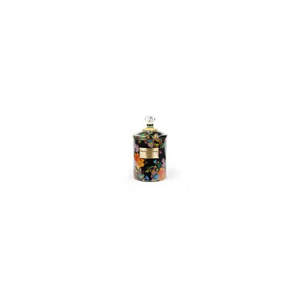 Mackenzie Childs - Flower Market Medium Enamel Canister - Black The Yellow Door Brooklyn, NY