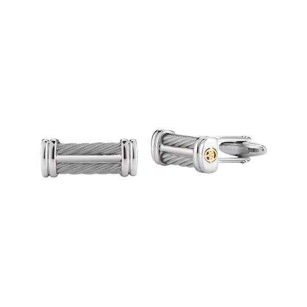 Alor - Grey Cable Signature Cufflinks with 18kt Yellow Gold