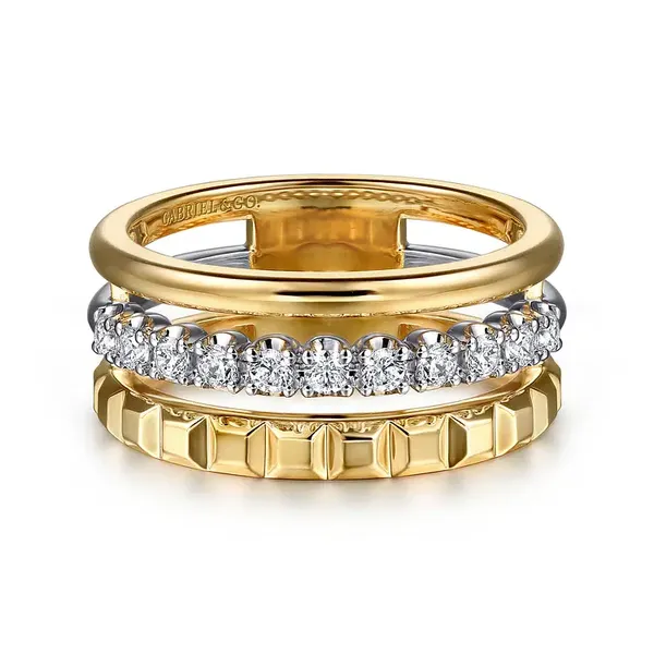 14Kt Two-Tone Diamond Easy Stackable Ring Tipton's Fine Jewelry Lawton, OK