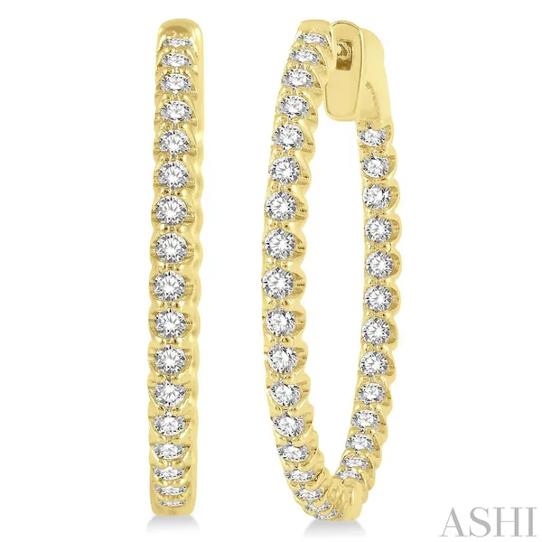 14K Yellow Gold In-Out Diamond Hoops Tipton's Fine Jewelry Lawton, OK