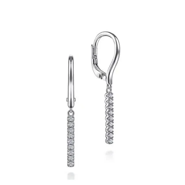 14Kt White Gold Diamond Bar Drop Lever Back Earrings Tipton's Fine Jewelry Lawton, OK