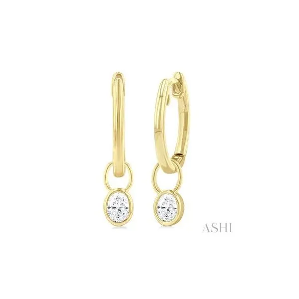 14K Yellow Gold Oval Diamond Huggies Tipton's Fine Jewelry Lawton, OK