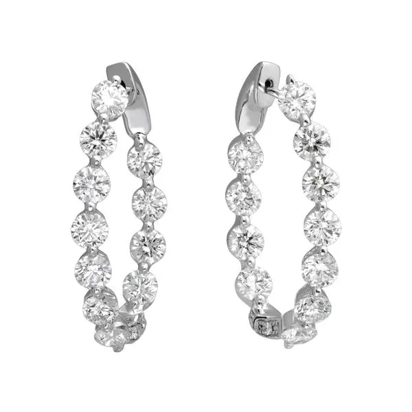 18K White Gold Diamond Inside/Outside Hoop Earrings Tipton's Fine Jewelry Lawton, OK